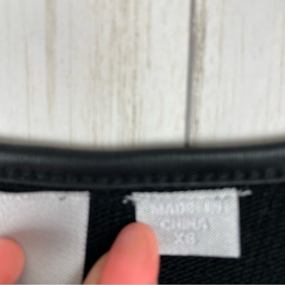 Zero Degrees Celsius black with faux leather trim asymmetrical cardigan - Picture 5 of 9